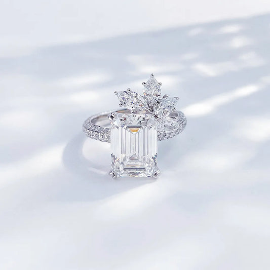 5.01 ct Four-Prong Emerald-Cut Lab-Grown Diamond Ring in PT950 Platinum – APYFR0118-PT