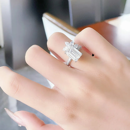 5.01 ct Four-Prong Emerald-Cut Lab-Grown Diamond Ring in PT950 Platinum – APYFR0118-PT