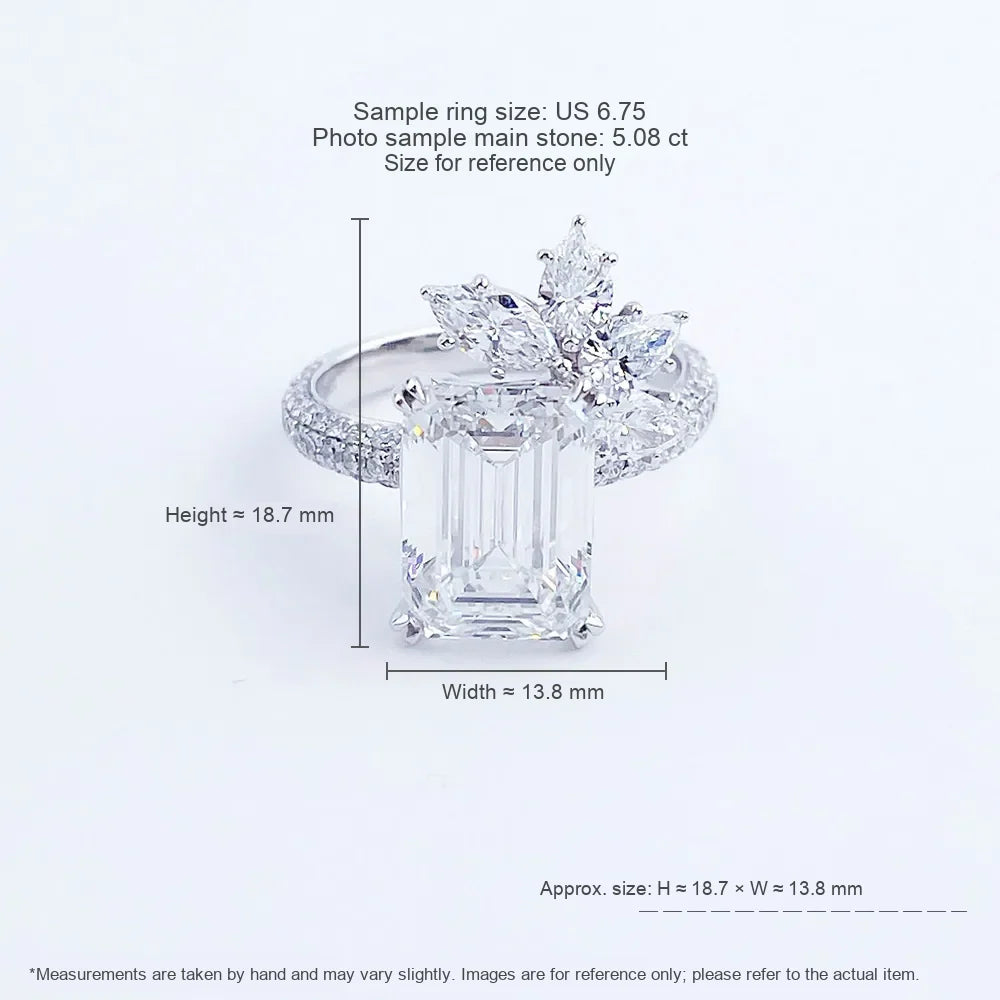 5.01 ct Four-Prong Emerald-Cut Lab-Grown Diamond Ring in PT950 Platinum – APYFR0118-PT