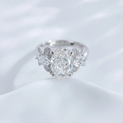 3.26 ct Celestial Oval-Cut Lab-Grown Diamond Three-Stone Ring in PT950 Platinum