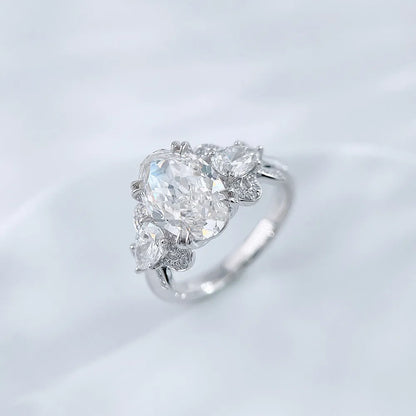 3.26 ct Celestial Oval-Cut Lab-Grown Diamond Three-Stone Ring in PT950 Platinum