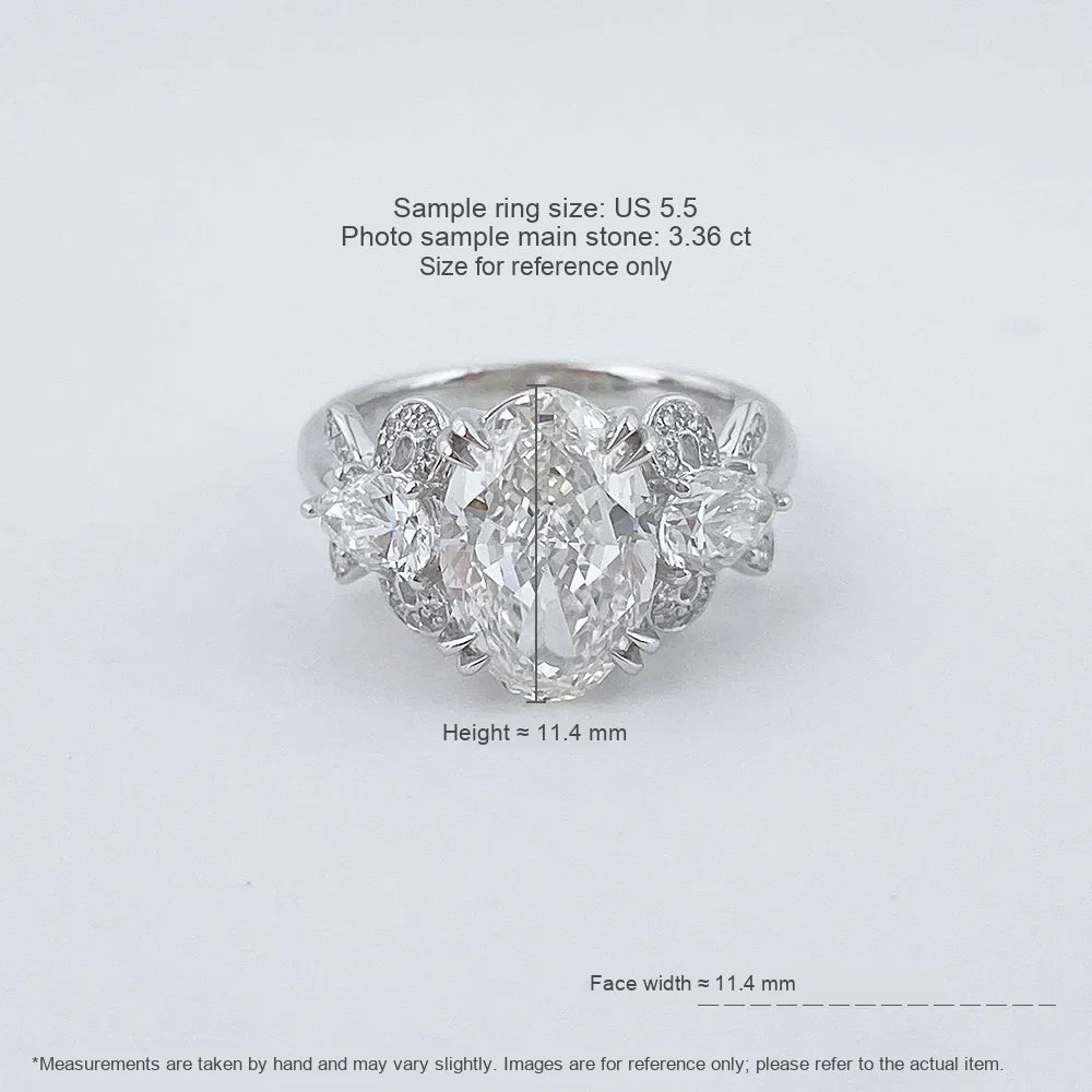 3.26 ct Celestial Oval-Cut Lab-Grown Diamond Three-Stone Ring in PT950 Platinum