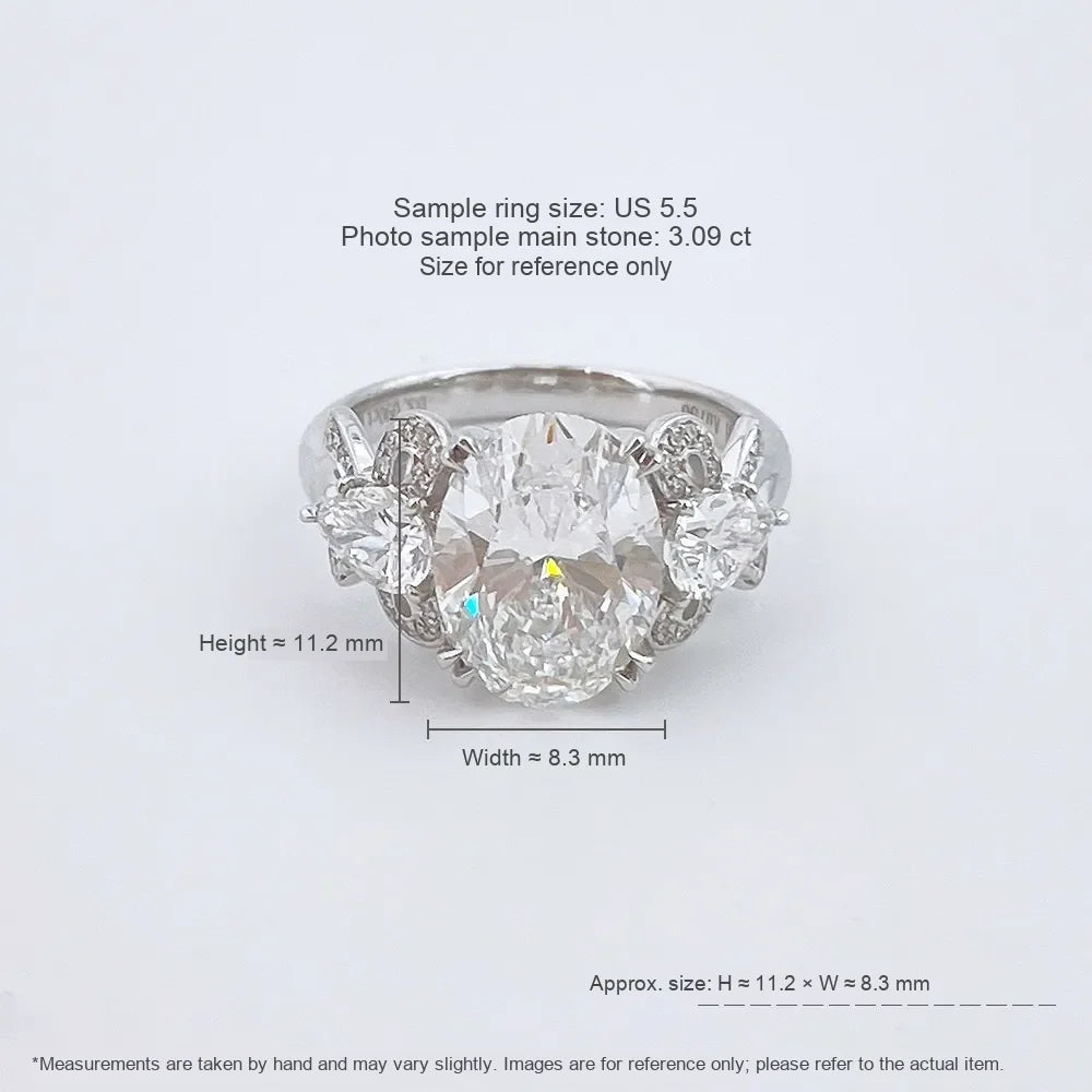 3.09 ct Bow Oval-Cut Lab-Grown Diamond Ring in 18K White Gold – APYFR0119-W