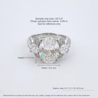 3.09 ct Bow Oval-Cut Lab-Grown Diamond Ring in 18K White Gold – APYFR0119-W