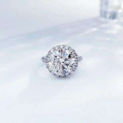 5.06 ct Statement Four-Prong Round-Cut Lab-Grown Diamond Halo Ring in PT950 Platinum