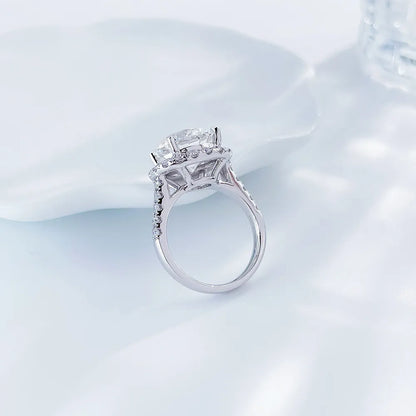 5.06 ct Statement Four-Prong Round-Cut Lab-Grown Diamond Halo Ring in PT950 Platinum