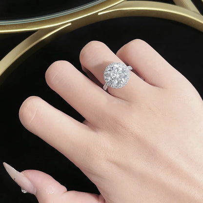 5.06 ct Statement Four-Prong Round-Cut Lab-Grown Diamond Halo Ring in PT950 Platinum