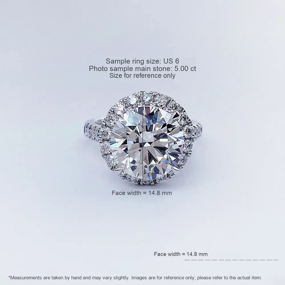 5.06 ct Statement Four-Prong Round-Cut Lab-Grown Diamond Halo Ring in PT950 Platinum