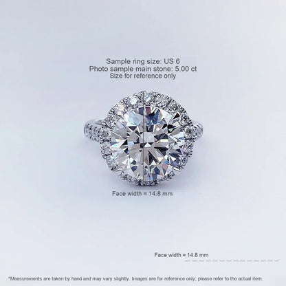 5.06 ct Statement Four-Prong Round-Cut Lab-Grown Diamond Halo Ring in PT950 Platinum