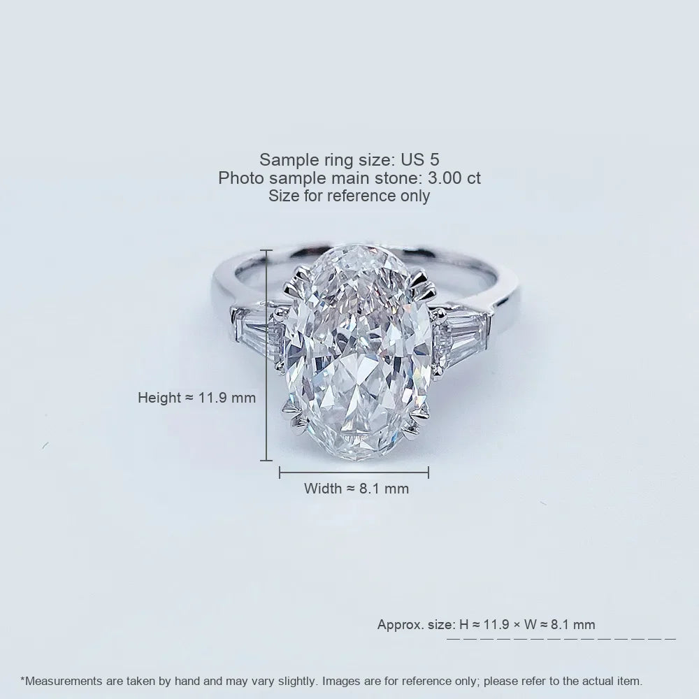 2.24 ct Four-Prong Oval-Cut Lab-Grown Diamond Three-Stone Ring in PT950 Platinum