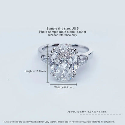 2.24 ct Four-Prong Oval-Cut Lab-Grown Diamond Three-Stone Ring in PT950 Platinum