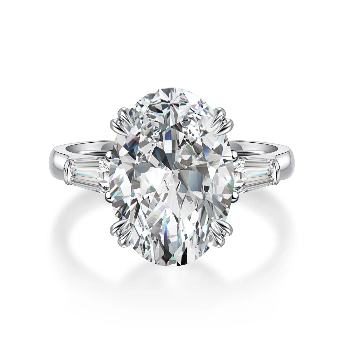 5.04 ct Oval-Cut Lab-Grown Diamond Three-Stone Ring in 18K White Gold – APYFR0143-W