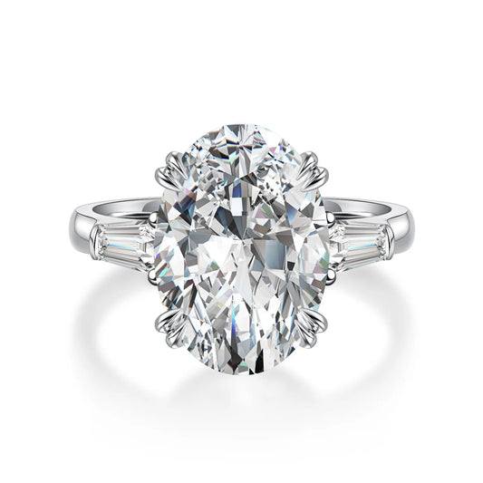 5.04 ct Oval-Cut Lab-Grown Diamond Three-Stone Ring in 18K White Gold – APYFR0143-W