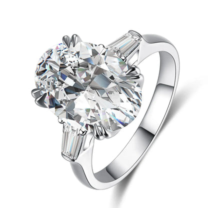 5.04 ct Oval-Cut Lab-Grown Diamond Three-Stone Ring in 18K White Gold – APYFR0143-W