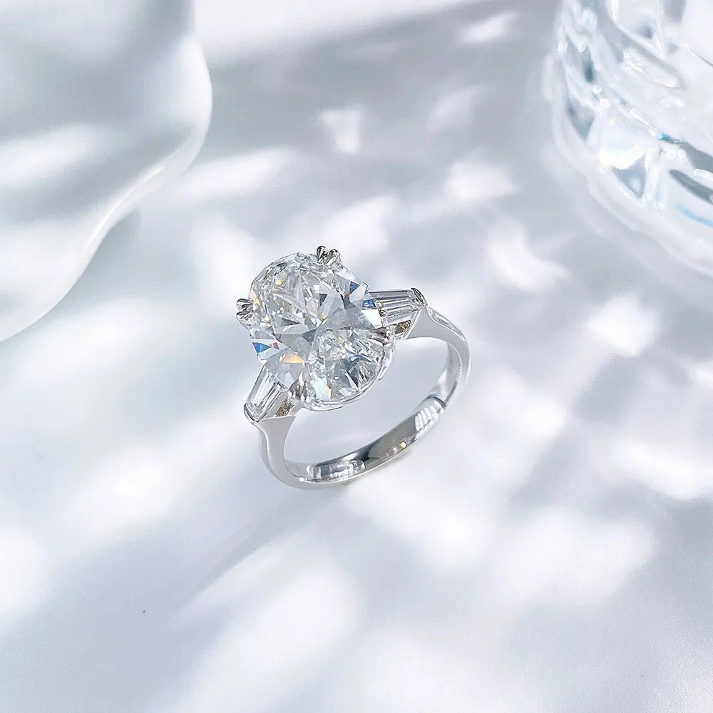 5.04 ct Oval-Cut Lab-Grown Diamond Three-Stone Ring in 18K White Gold – APYFR0143-W