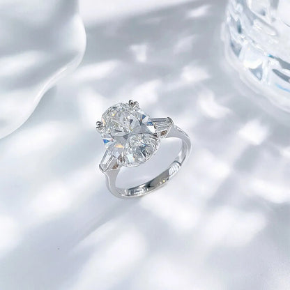 5.04 ct Oval-Cut Lab-Grown Diamond Three-Stone Ring in 18K White Gold – APYFR0143-W