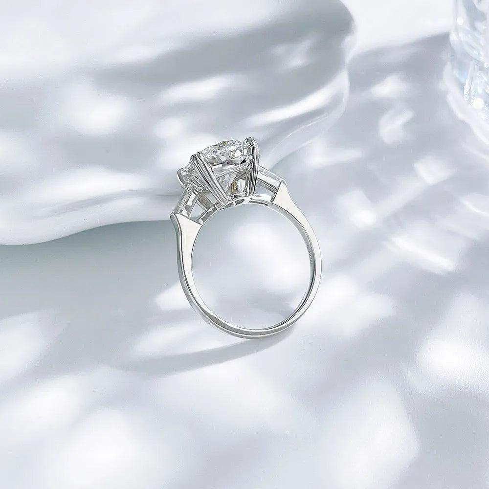5.04 ct Oval-Cut Lab-Grown Diamond Three-Stone Ring in 18K White Gold – APYFR0143-W