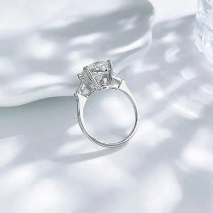 5.04 ct Oval-Cut Lab-Grown Diamond Three-Stone Ring in 18K White Gold – APYFR0143-W