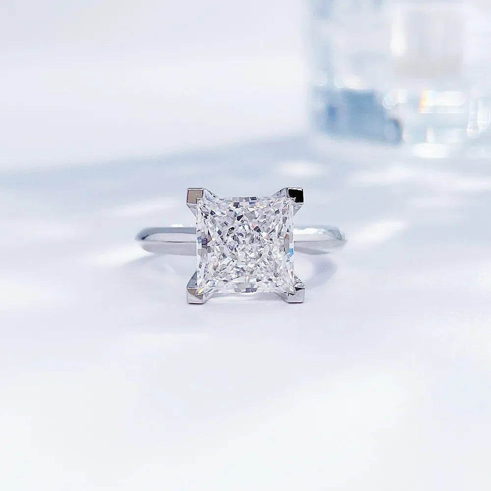 3.02 ct Minimalist Four-Prong Princess-Cut Lab-Grown Diamond Ring in PT950 Platinum – APYFR0146-PT
