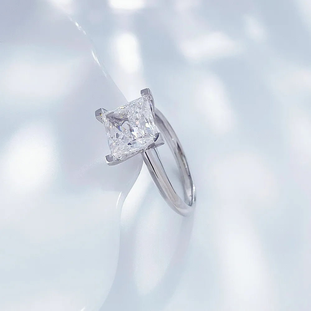 3.02 ct Minimalist Four-Prong Princess-Cut Lab-Grown Diamond Ring in PT950 Platinum – APYFR0146-PT