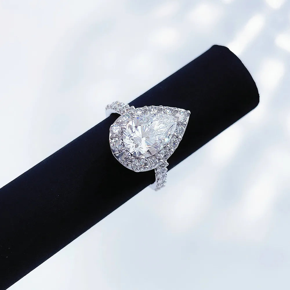 2.08 ct Statement Three-Prong Pear-Cut Lab-Grown Diamond Ring in PT950 Platinum – APYFR0154-PT