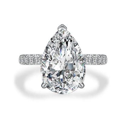 5.5 ct Statement Three-Prong Pear-Cut Lab-Grown Diamond Ring in PT950 Platinum – APYFR0156-PT