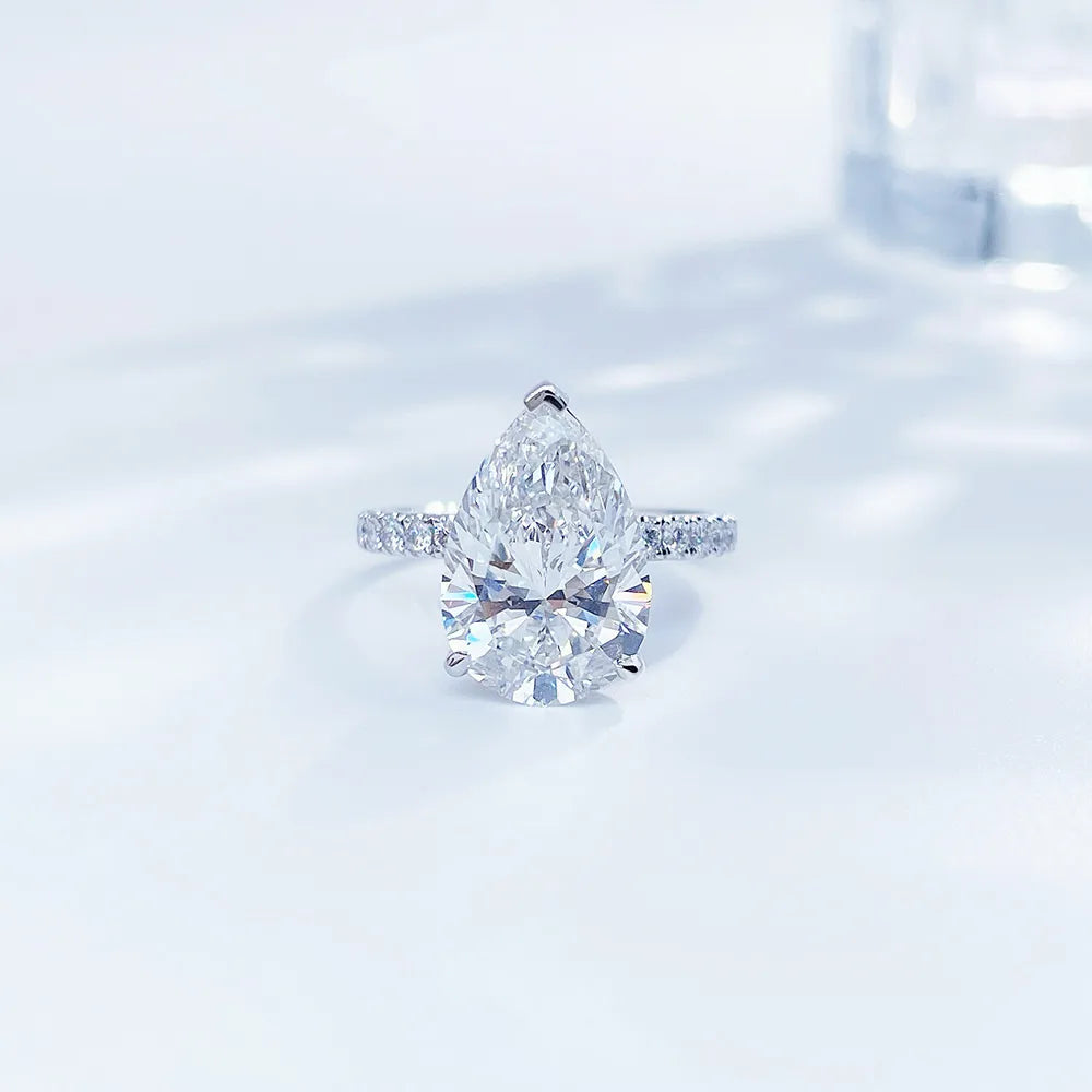 5.5 ct Statement Three-Prong Pear-Cut Lab-Grown Diamond Ring in PT950 Platinum – APYFR0156-PT