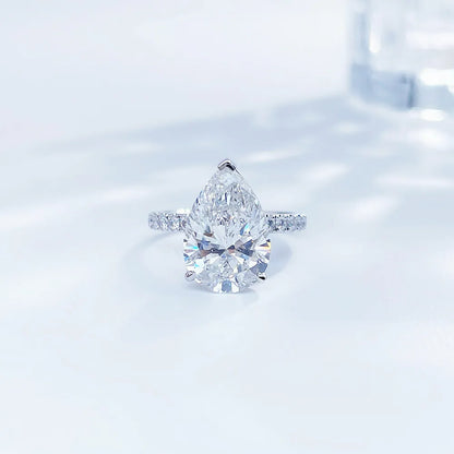 5.5 ct Statement Three-Prong Pear-Cut Lab-Grown Diamond Ring in PT950 Platinum – APYFR0156-PT