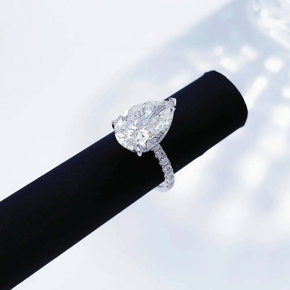 5.5 ct Statement Three-Prong Pear-Cut Lab-Grown Diamond Ring in PT950 Platinum – APYFR0156-PT