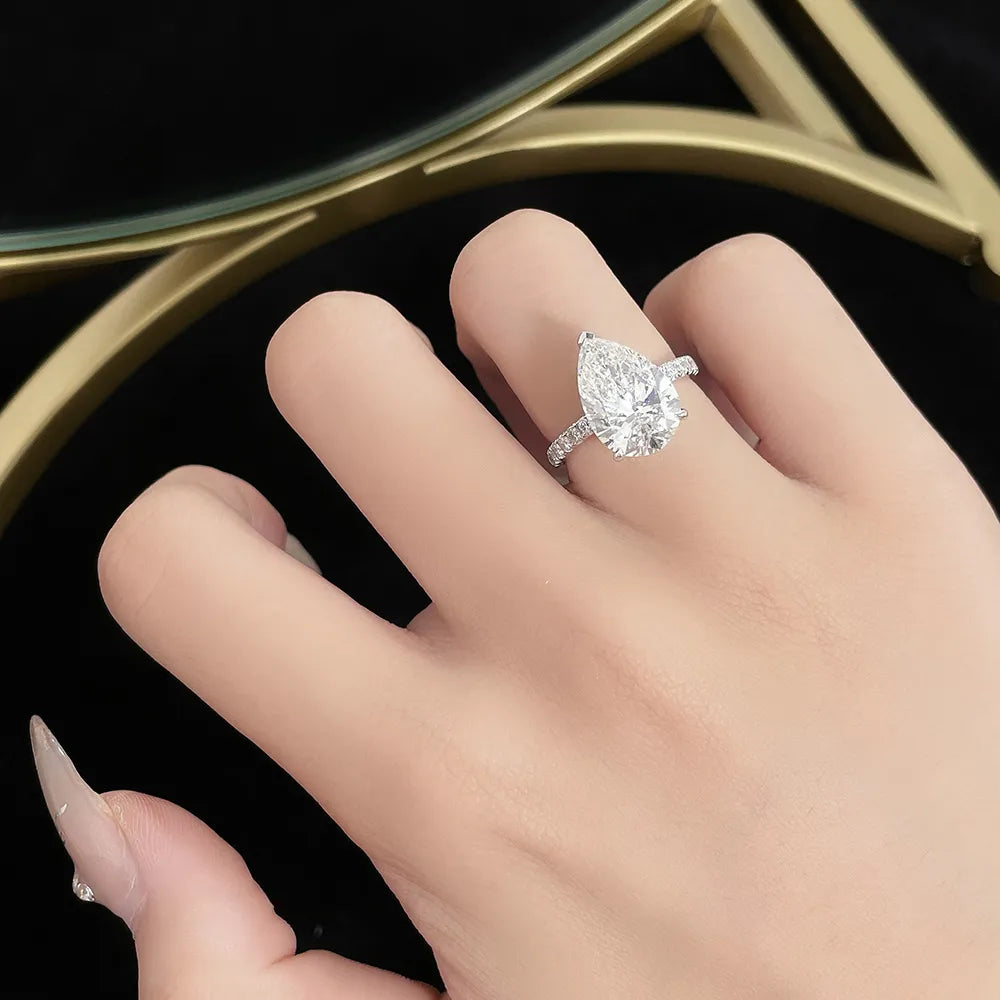 5.5 ct Statement Three-Prong Pear-Cut Lab-Grown Diamond Ring in PT950 Platinum – APYFR0156-PT