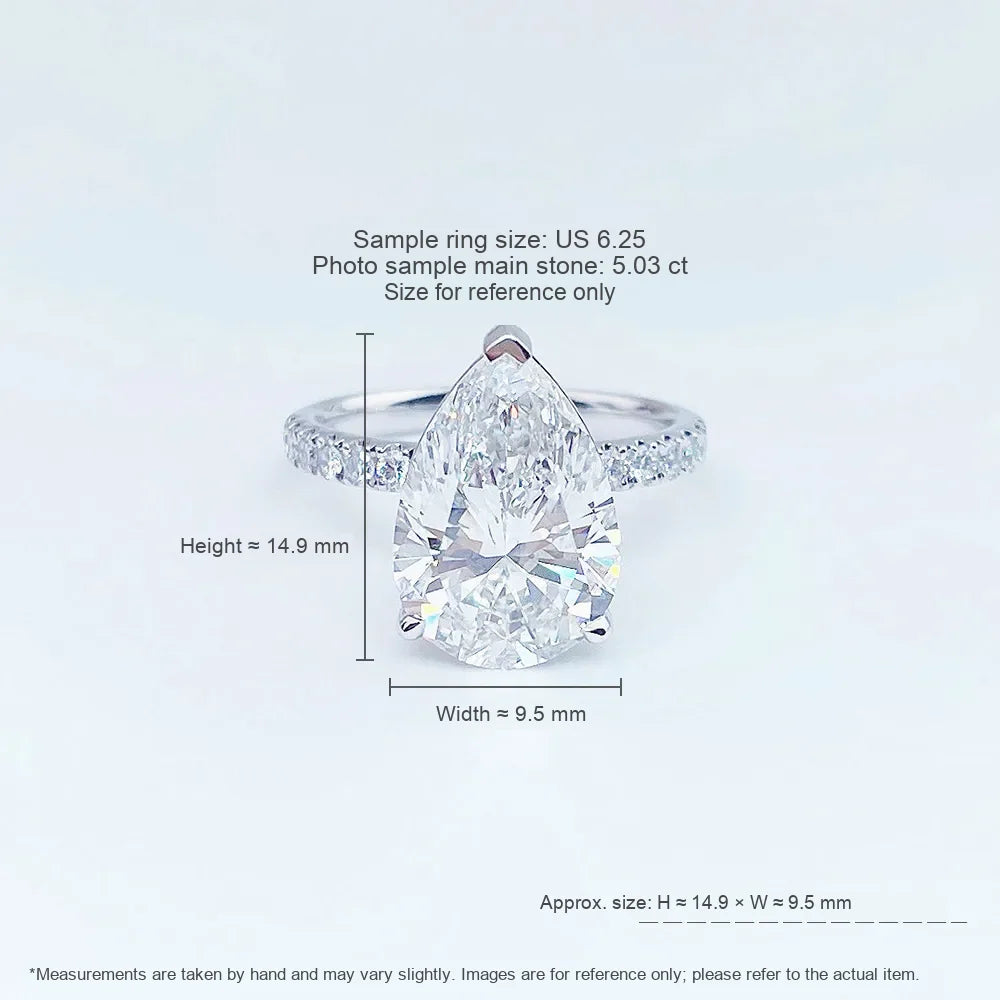 5.5 ct Statement Three-Prong Pear-Cut Lab-Grown Diamond Ring in PT950 Platinum – APYFR0156-PT