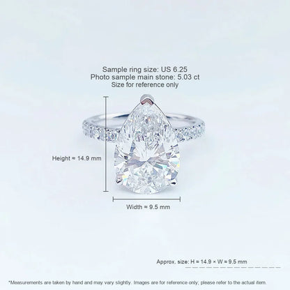 5.5 ct Statement Three-Prong Pear-Cut Lab-Grown Diamond Ring in PT950 Platinum – APYFR0156-PT