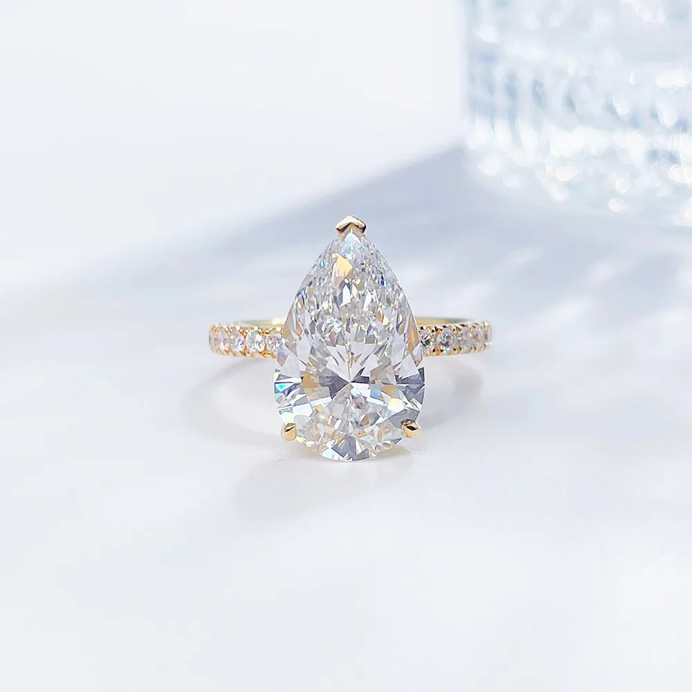 5.3 ct Celestial Pear-Cut Lab-Grown Diamond Ring in 18K Yellow Gold – APYFR0156-Y