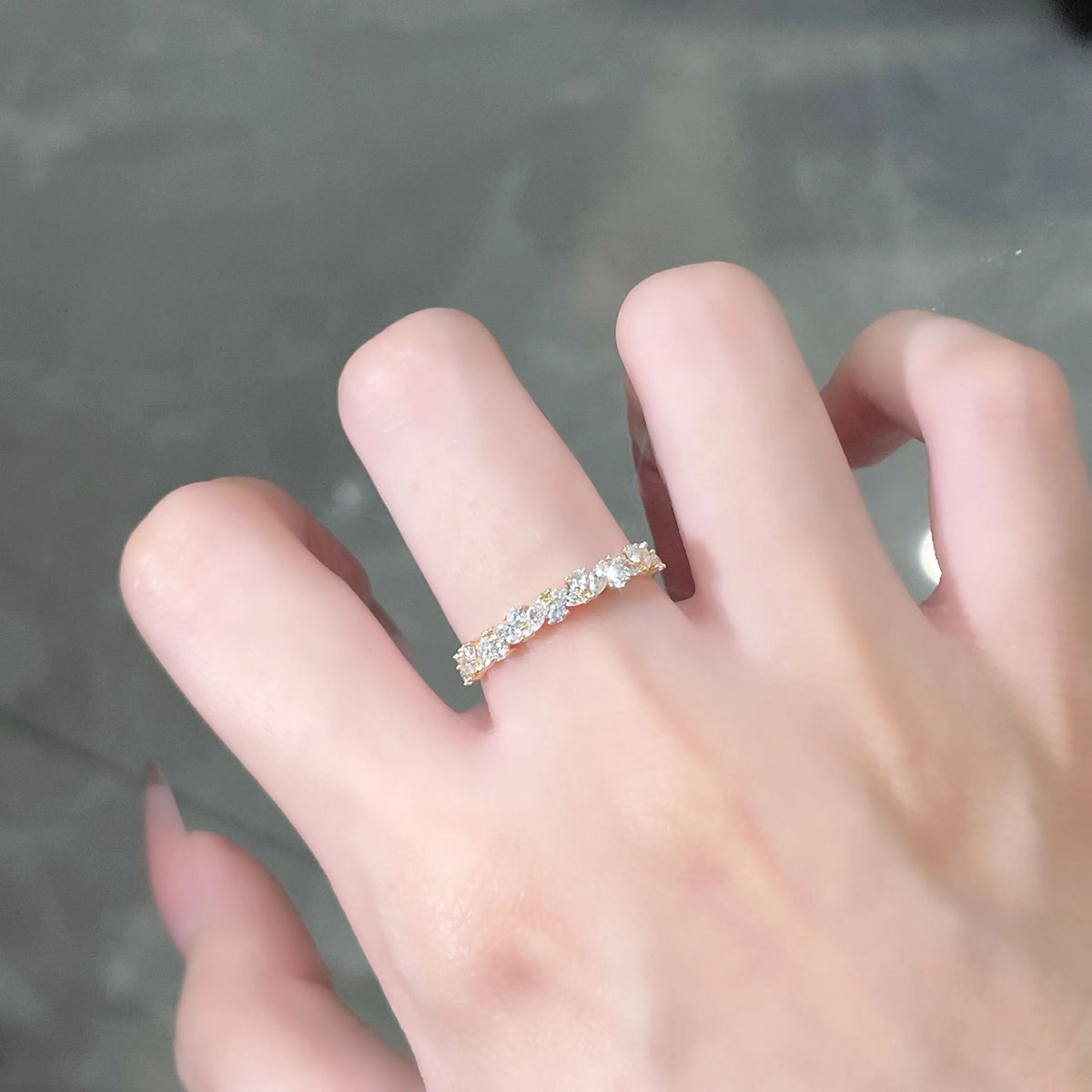 0.45 ctw Celestial Marquise-Cut Lab-Grown Diamond Band in 18K Yellow Gold – APYFR0168-Y
