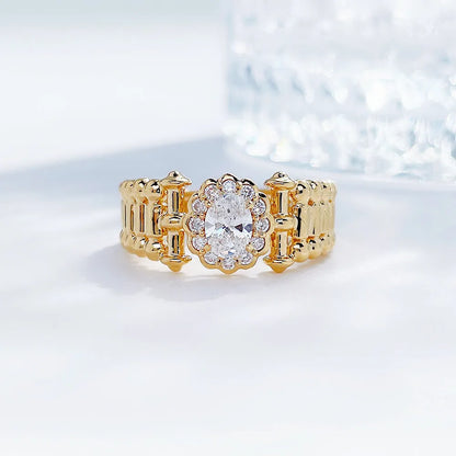 0.38 ct Heart Four-Prong Oval-Cut Lab-Grown Diamond Ring in 18K Yellow Gold