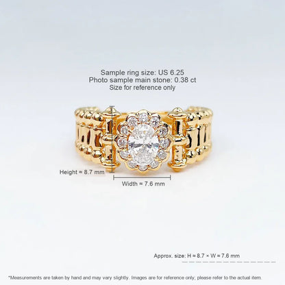 0.38 ct Heart Four-Prong Oval-Cut Lab-Grown Diamond Ring in 18K Yellow Gold