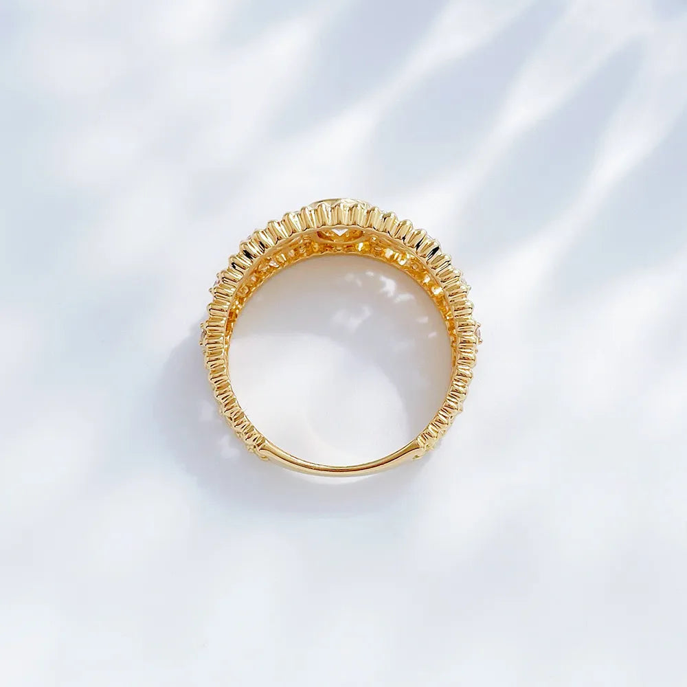 0.36 ct Floral Oval-Cut Lab-Grown Diamond Ring in 18K Yellow Gold