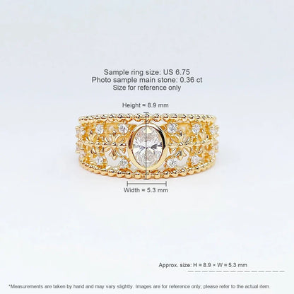 0.36 ct Floral Oval-Cut Lab-Grown Diamond Ring in 18K Yellow Gold