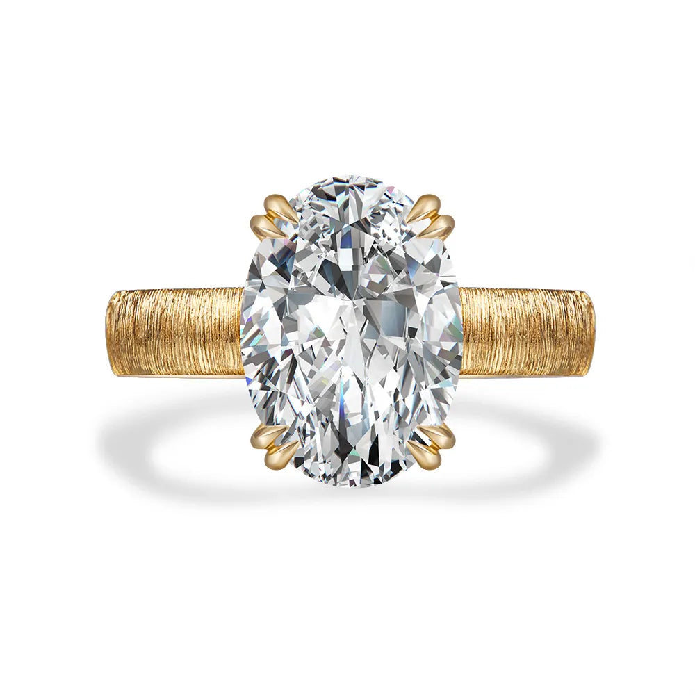 3.01 ct Minimalist Oval-Cut Lab-Grown Diamond Ring in 18K Yellow Gold – APYFR0176-Y