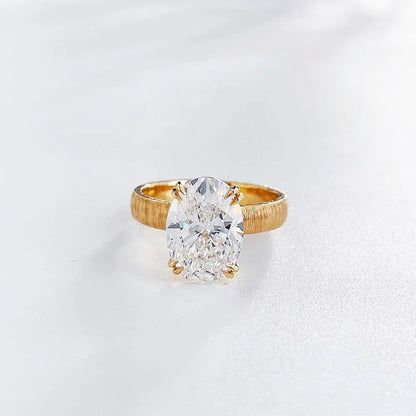 3.01 ct Minimalist Oval-Cut Lab-Grown Diamond Ring in 18K Yellow Gold – APYFR0176-Y