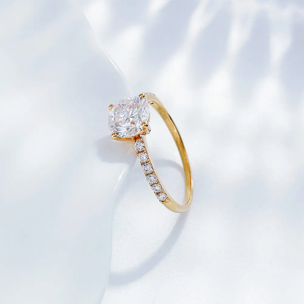 1.07 ct Minimalist Round-Cut Lab-Grown Diamond Ring in 18K Yellow Gold – APYFR0182-Y