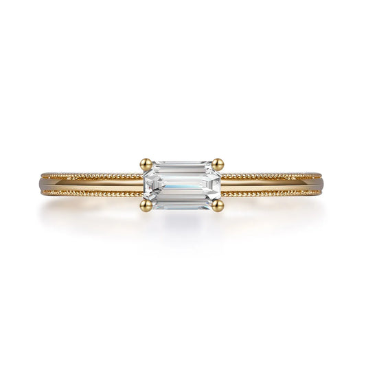 0.32 ct Minimalist Emerald-Cut Lab-Grown Diamond Ring in 18K Yellow Gold – APYFR0183-Y
