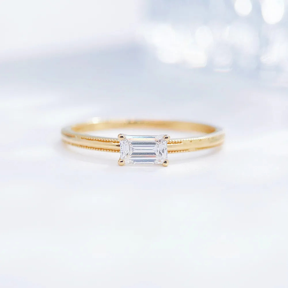 0.32 ct Minimalist Emerald-Cut Lab-Grown Diamond Ring in 18K Yellow Gold – APYFR0183-Y