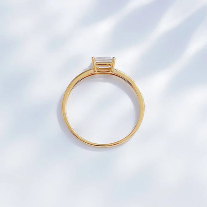 0.32 ct Minimalist Emerald-Cut Lab-Grown Diamond Ring in 18K Yellow Gold – APYFR0183-Y
