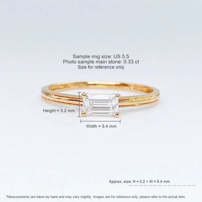 0.32 ct Minimalist Emerald-Cut Lab-Grown Diamond Ring in 18K Yellow Gold – APYFR0183-Y