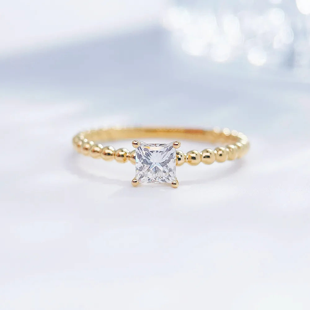 0.42 ct Minimalist Princess-Cut Lab-Grown Diamond Ring in 18K Yellow Gold – APYFR0184-Y