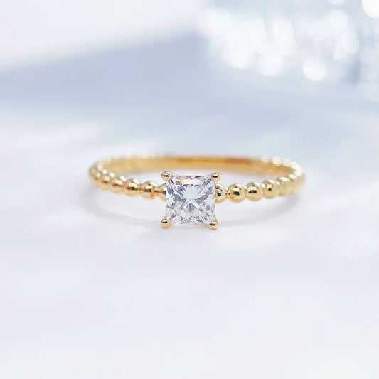 0.42 ct Minimalist Princess-Cut Lab-Grown Diamond Ring in 18K Yellow Gold – APYFR0184-Y