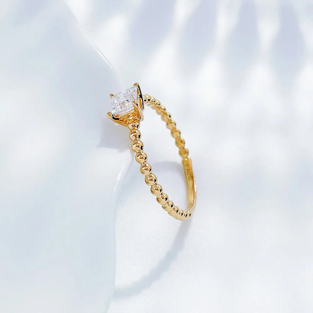 0.42 ct Minimalist Princess-Cut Lab-Grown Diamond Ring in 18K Yellow Gold – APYFR0184-Y