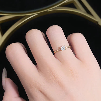 0.42 ct Minimalist Princess-Cut Lab-Grown Diamond Ring in 18K Yellow Gold – APYFR0184-Y