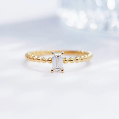 0.31 ct Minimalist Emerald-Cut Lab-Grown Diamond Ring in 18K Yellow Gold – APYFR0186-Y